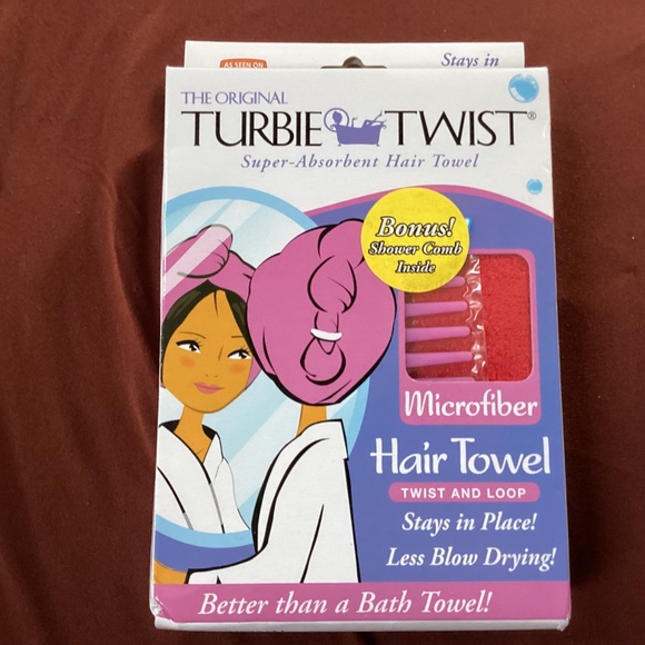 The Original Turbie Twist Super-Absorbent Hair Towel with bonus shower comb NEW - Picture 2 of 8